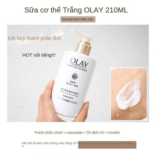 Sữa Dưỡng Thể Dưỡng Ẩm ,Trắng Da Olay B3+ Vitamin C Optic Glow & Whitening