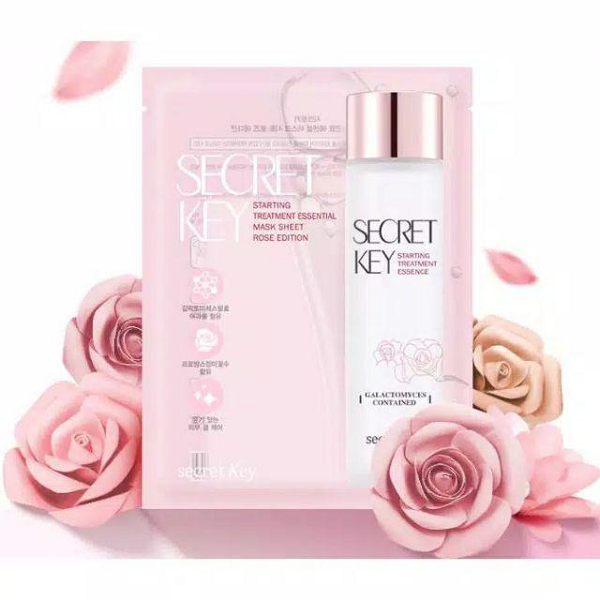 Mặt Nạ Dưỡng Trắng Phục Hồi Da Secret Key Starting Treatment Essential Mask Sheet Rose Edition