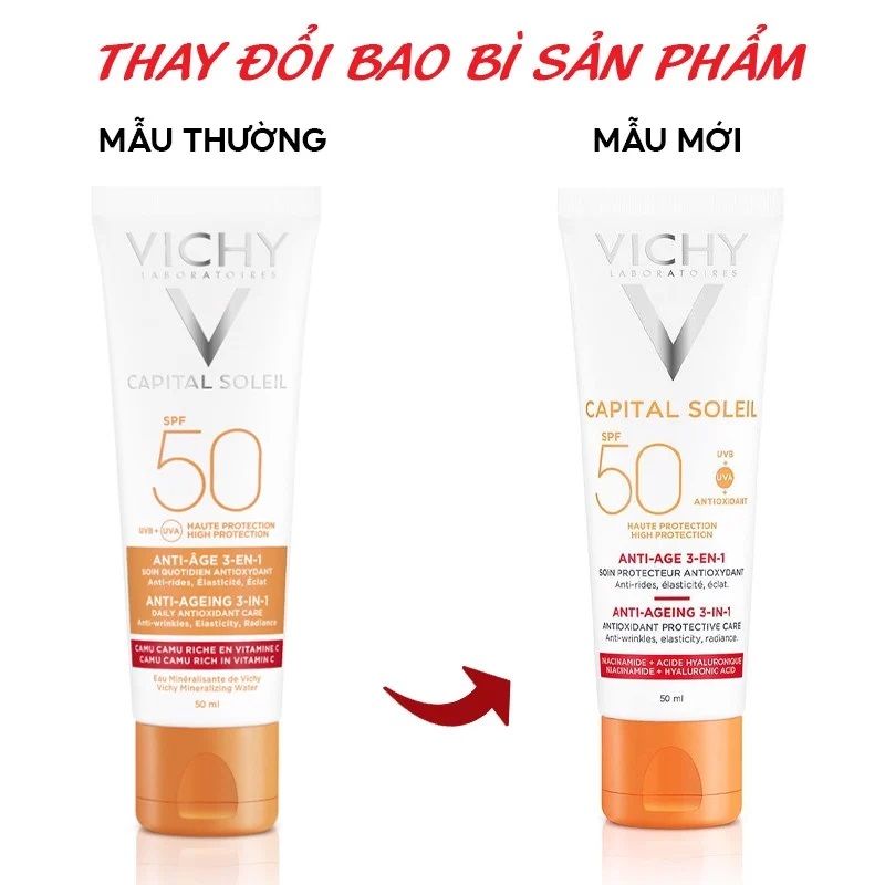 Kem Chống Nắng Chống Lão Hóa Vichy Capital Soleil Anti-Ageing 3-In-1 SPF50+ 50ml