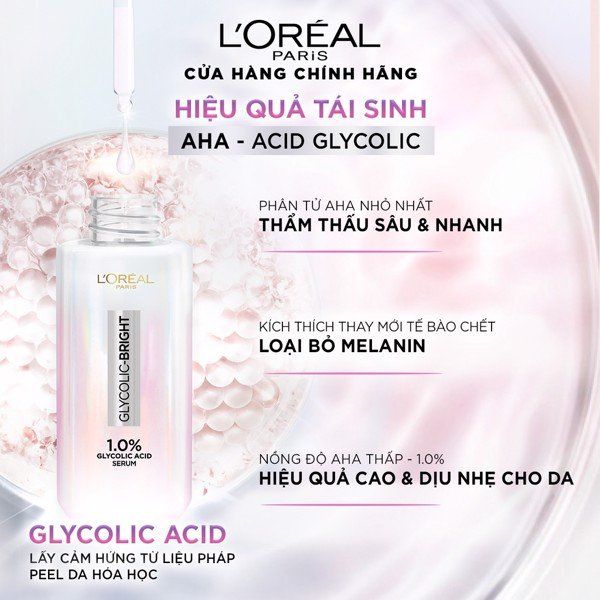 Serum Dưỡng Sáng Da Mờ Thâm Nám Loreal Glycolic Bright 1.0% Glycolic Acid