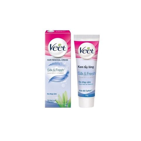 Kem Tẩy Lông Veet Silk & Fresh Dành Cho Da Nhạy Cảm Aloe Vera & Vitamin E