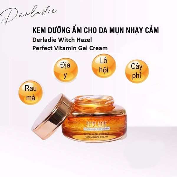 Kem Dưỡng Ẩm Cho Da Mụn Giảm Thâm Derladie Witch Hazel Perfect Vitamin Gel Cream 55ml