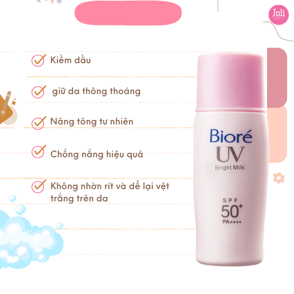 Sữa Chống Nắng Dưỡng Da Sáng Hồng Biore UV Bright Milk SPF50+/PA+++ 30ml