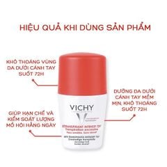 Lăn Khử Mùi Ngăn Mồ Hôi Giữ Khô Thoáng Suốt 72h Vichy Déodorant Detranspirant Intensif 50ml