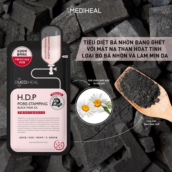 Mặt Nạ Mediheal Than Hoạt Tính Cho Da Mụn H.D.P Pore Stamping Charcoal Mineral Mask EX