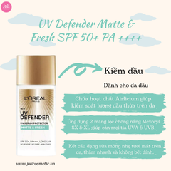 Kem Chống Nắng Loreal Mịn Nhẹ Kiềm Dầu Thoáng Mịn Da UV Defender Matte & Fresh SPF50+ PA++++ 50ml