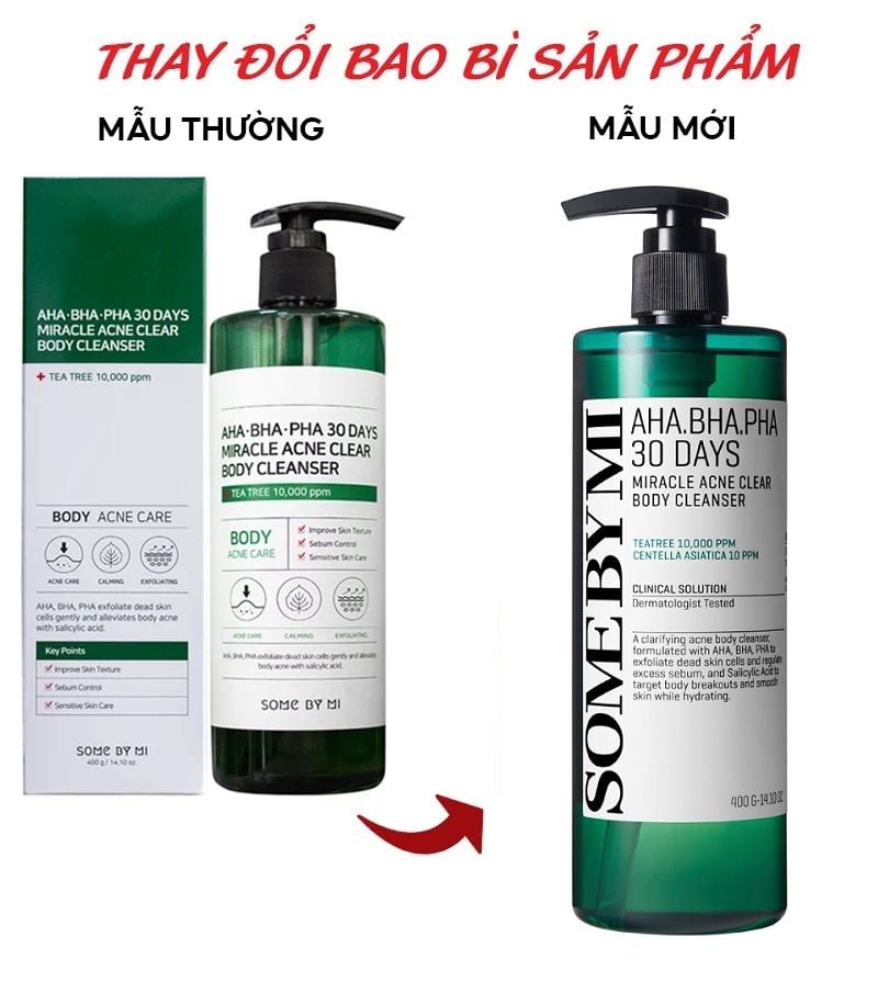 Sữa Tắm Trị Mụn Lưng Some By Mi AHA-BHA-PHA 30 Days Miracle Acne Clear Body Cleanser 400g