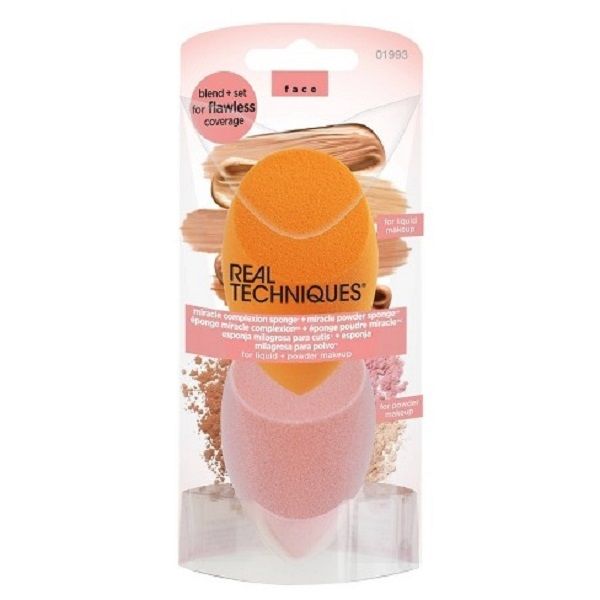 Set 2 Mút Trang Điểm Tán Nền + Dặm Phấn Phủ Real Techniques Miracle Complexion Sponge® + Miracle Powder Sponge™