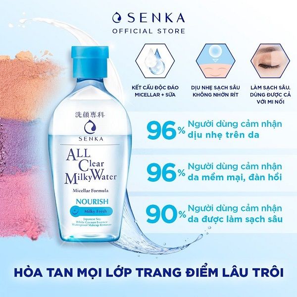 Nước Sữa Tẩy Trang Sạch Sâu Dịu Mát Senka All Clear Milky Water Nourish 230ml