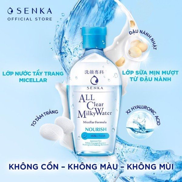 Nước Sữa Tẩy Trang Sạch Sâu Dịu Mát Senka All Clear Milky Water Nourish 230ml