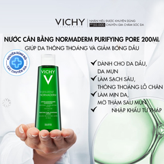 Nước Cân Bằng Giảm Bóng Dầu Se Lỗ Chân Lông Vichy Normaderm Purifying Pore-Tightening 200ml