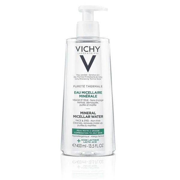 Nước Tẩy Trang Cho Da Dầu Hỗn Hợp Vichy Pureté Thermale Mineral Micellar Water For Combination To Oily Skin 400ml