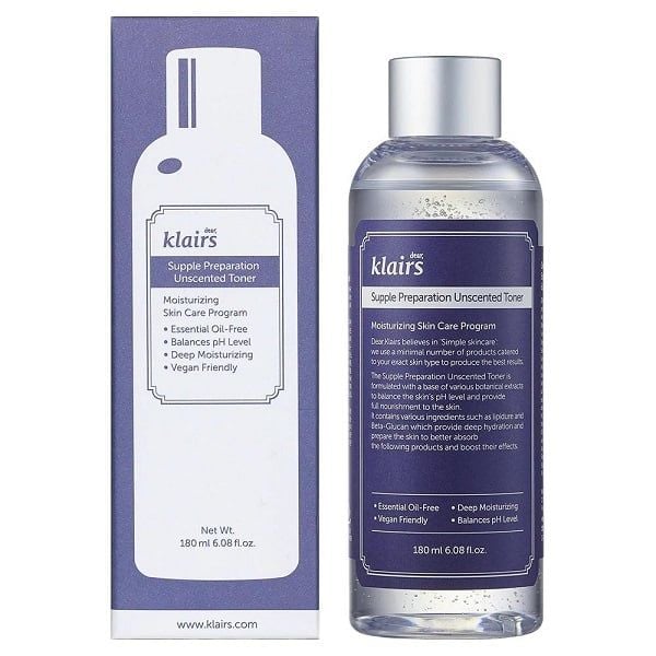 Nước Hoa Hồng Không Mùi Cho Da Nhạy Cảm Klairs Supple Preparation Unscented Toner