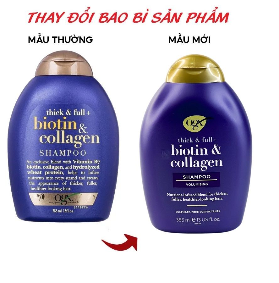 Dầu Gội Làm Dày Tóc  OGX Thick & Full + Biotin & Collagen Shampoo 385ml