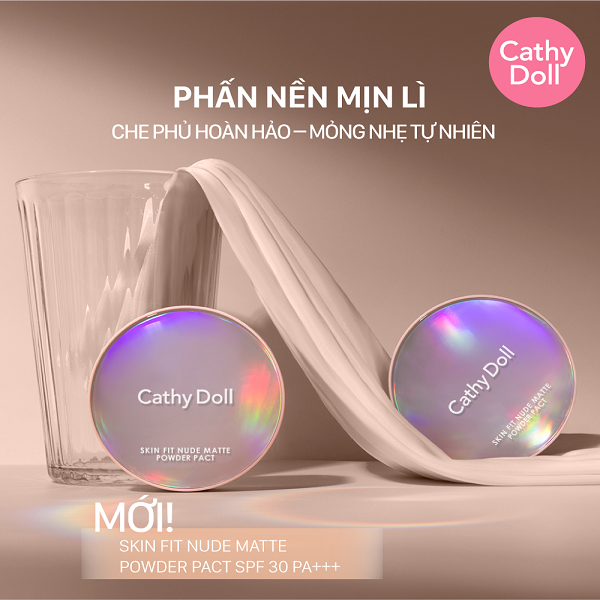 Phấn Nền Cathy Doll Mịn Lì Skin Fit Nude Matte Powder Pact SPF30 PA+++