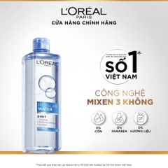 Nước Tẩy Trang Loreal Tươi Mát Cho Da Dầu & Hỗn Hợp Micellar Water 3-in-1 Refreshing Even For Sensitive Skin