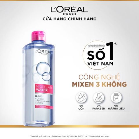 Nước Tẩy Trang Loreal Dưỡng Ẩm Cho Da Thường & Khô Micellar Water 3-in-1 Moisturizing Even For Sensitive Skin