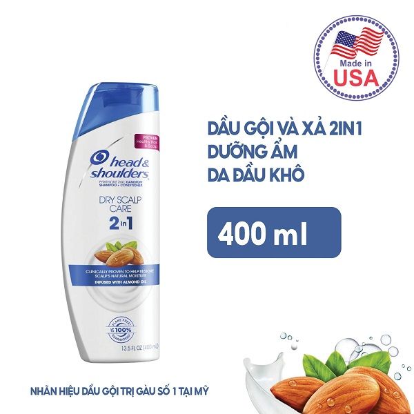 Dầu Gội Xả Head & Shoulders Pure Sport 2in1 Dandruff Shampoo + Conditioner For Men 400ml