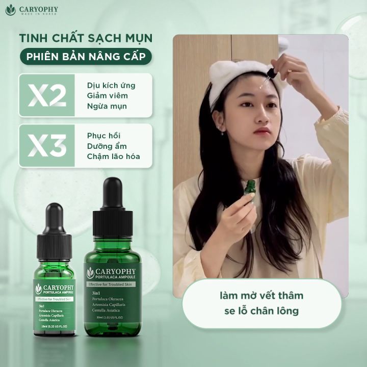 Tinh Chất Hỗ Trợ Giảm Mụn Thâm Mụn Caryophy Portulaca Ampoule 30ml
