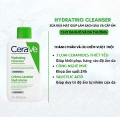 Sữa Rửa Mặt Cho Da Thường Da Khô Cerave Hydrating Cleanser