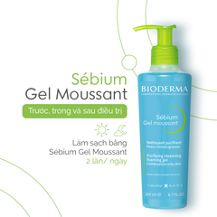 Gel Rửa Mặt Tạo Bọt Cho Da Hỗn Hợp & Da Dầu Bioderma Sebium Foaming Cleaning