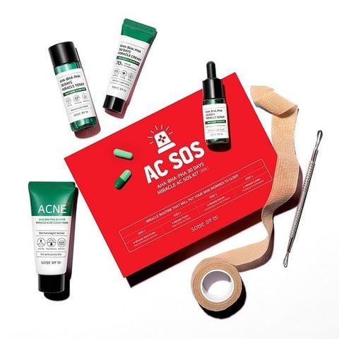 Bộ Kit Some By Mi Dành Cho Da Mụn 4 Món AHA-BHA-PHA 30 Days Miracle AC SOS Kit