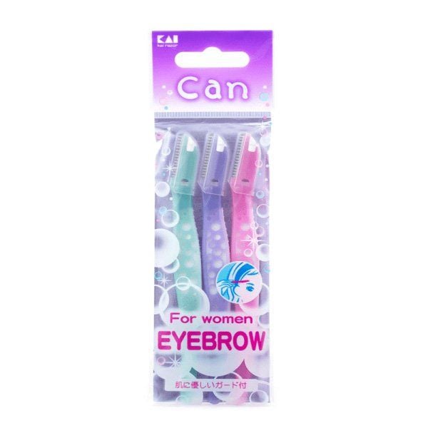 Set 3 Dạo Cạo Lông Mày KAI Can Eyebrow Lưỡi Đơn Thân Nhựa CBM-3P