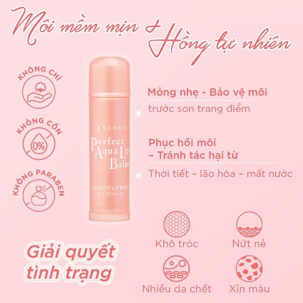 Son Dưỡng Môi Senka Cấp Ẩm & Ngừa Khô, Nẻ Môi 4.5g Perfect Aqua Lip Balm