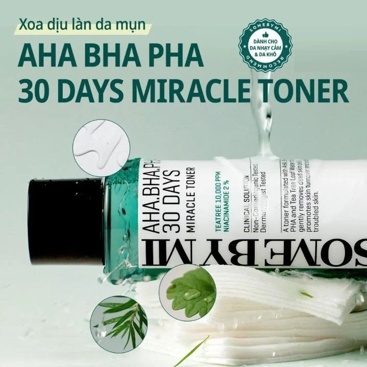 Nước Hoa Hồng Cho Da Mụn Some By Mi Miracle Toner AHA-BHA-PHA 30 Days 150ml