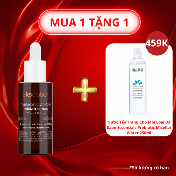 Tinh Chất Giảm Mụn Kiềm Dầu Ekseption Hyaluronic ZnPCA Mixlab Serum 75ml