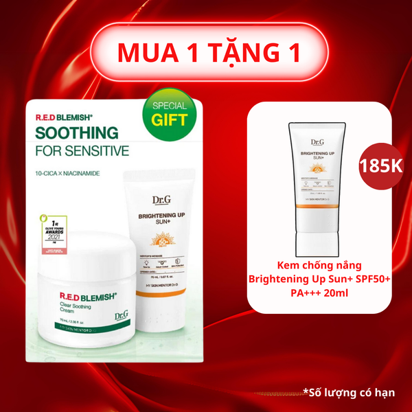 Bộ Chăm Sóc Da Dr.G R.E.D Blemish Clear Soothing Cream Bonus Set