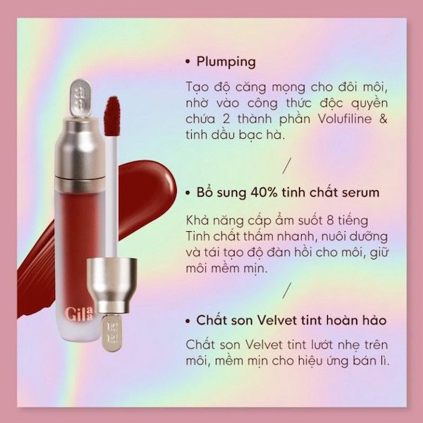 Son Kem Lì Dưỡng Ẩm Gilaa Plumping Lip Serum 3.8g