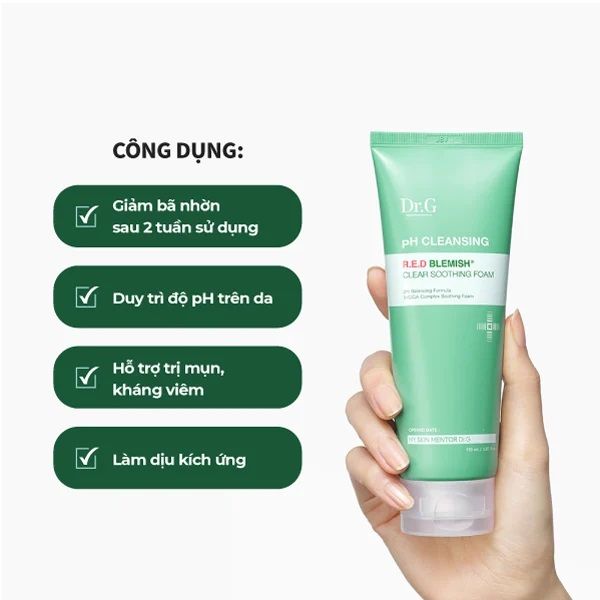 Sữa Rửa Mặt Cho Da Mụn Nhạy Cảm Dr.G R.E.D Blemish Clear Soothing Foam 30ml