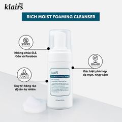 Sữa Rửa Mặt Dạng Bọt Dưỡng Ẩm Làm Mềm Da Klairs Rich Moist Foaming Cleanser 100ml