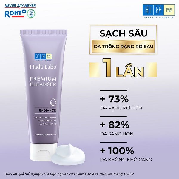 Sữa Rửa Mặt Hada Labo Dưỡng Sáng Da Premium Cleanser Radiance 100g