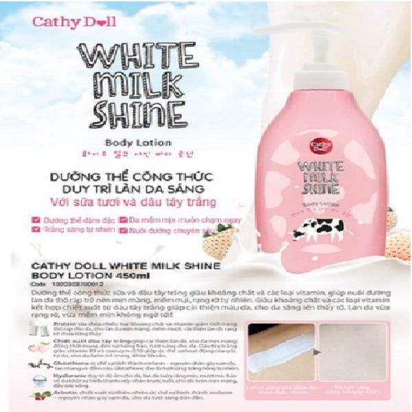 Sữa Dưỡng Thể Trắng Da Sữa Bò Cathy Doll White Milk Shine Body Lotion 450ml