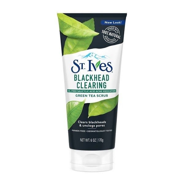 Sữa Rửa Mặt Tẩy Da Chết Sạch Mụn Đầu Đen Chiết Xuất Trà Xanh St.Ives Blackhead Clearing Green Tea & Bamboo Scrub 170g