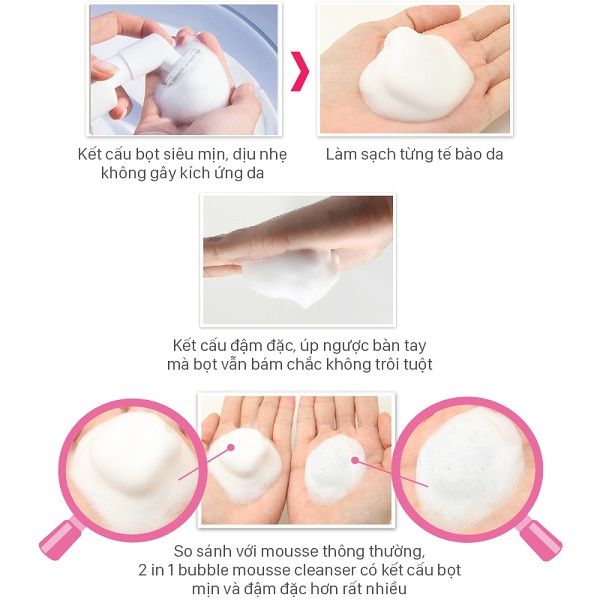 Sữa Rửa Mặt Tạo Bọt Trắng Da Cathy Doll Ready 2 White 2in1 Bubble Mousse Cleanser 120ml