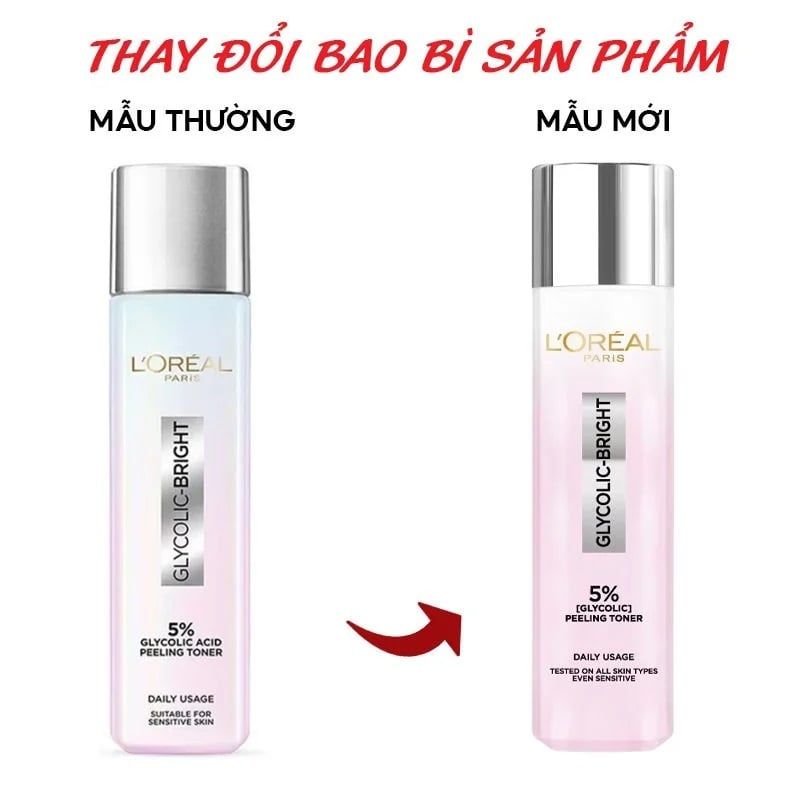 Nước Hoa Hồng Dưỡng Sáng Da Loreal Glycolic Bright Peeling Toner 128ml
