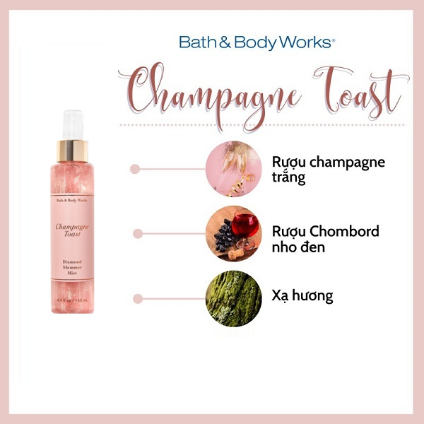 Xịt Thơm Toàn Thân Ánh Nhũ Bath & Body Works Diamond Shimmer Mist 146ml