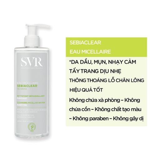 [Combo] Nước Tẩy Trang SVR Micellar Sebiaclear Eau Micellaire 400ml + Gel Rửa Mặt SVR Sebiaclear Gel Moussant 400ml