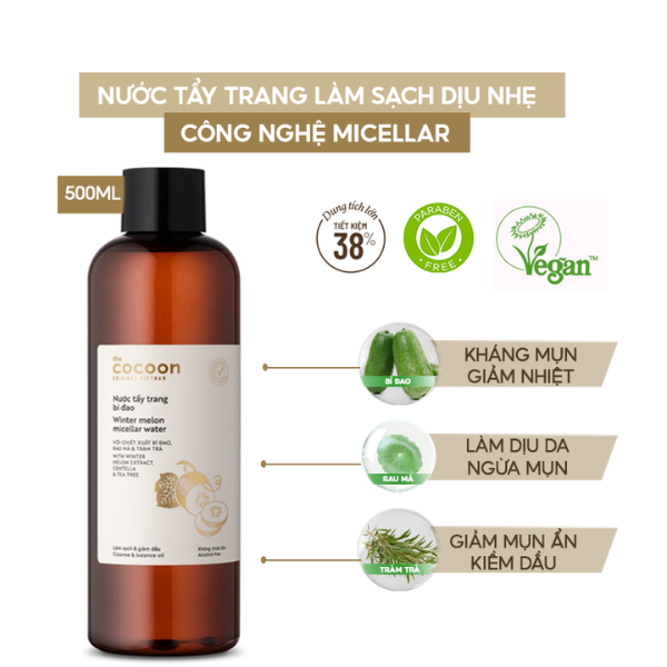 Nước Tẩy Trang Chiết Xuất Bí Đao Cocoon Winter Melon Micellar Water 500ml