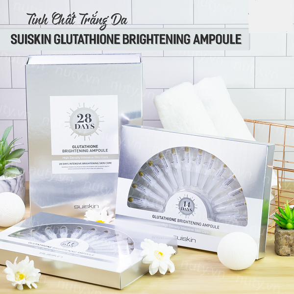 suiskin glutathione brightening ampoule Tinh chất Suiskin Glutathione 28daysTinh chất Suiskin Glutathione 28days –  JOLI COSMETIC