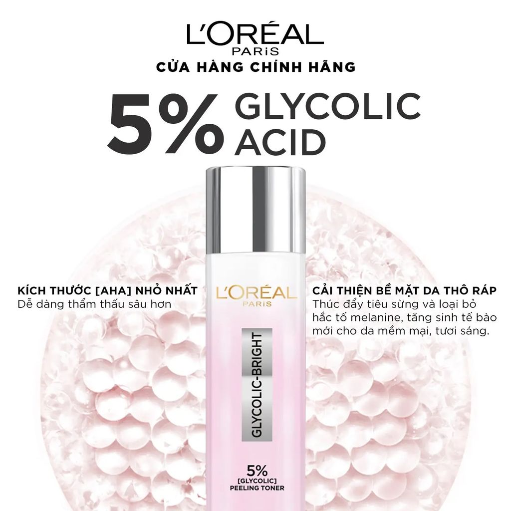 Nước Hoa Hồng Dưỡng Sáng Da Loreal Glycolic Bright Peeling Toner 128ml