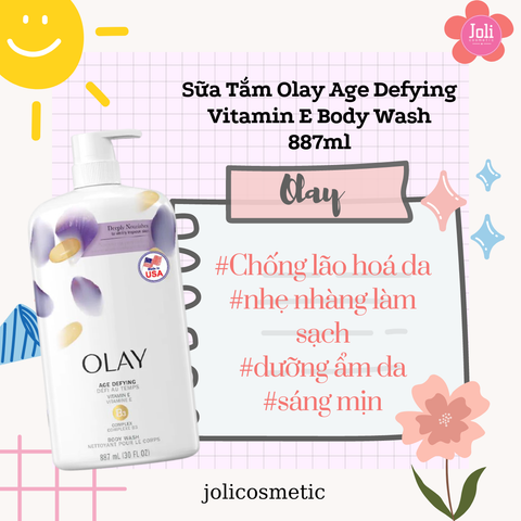 Sữa Tắm Ngăn Ngừa Lão Hoá Da Olay Age Defying Vitamin E Body Wash 975ml