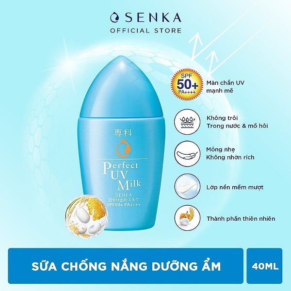 Sữa Chống Nắng Kiềm Dầu Mịn Lì Cho Da Dầu Senka Perfect UV Milk SPF50+ PA++++ 40ml