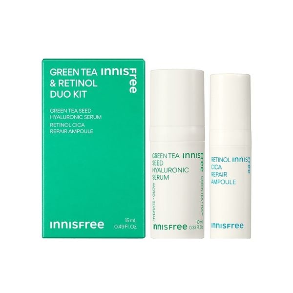 Bộ Dưỡng Ẩm Phục Hồi Da 2 Món innisfree Retinol Duo Kit Green Tea Serum 10ml + Retinol Ampoule 5ml