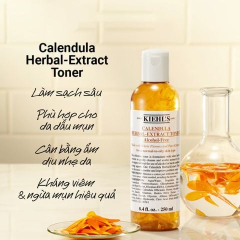 Nước Hoa Hồng Chiết Xuất Hoa Cúc Kiehl’s Calendula Herbal Extract Alcohol Free 250ml