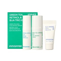 Bộ Dưỡng Ẩm Làm Dịu Phục Hồi Da 3 Món innisfree Green Tea Serum 10ml + Retinol Ampoule 5ml + Bija Cica Balm Ex 5ml
