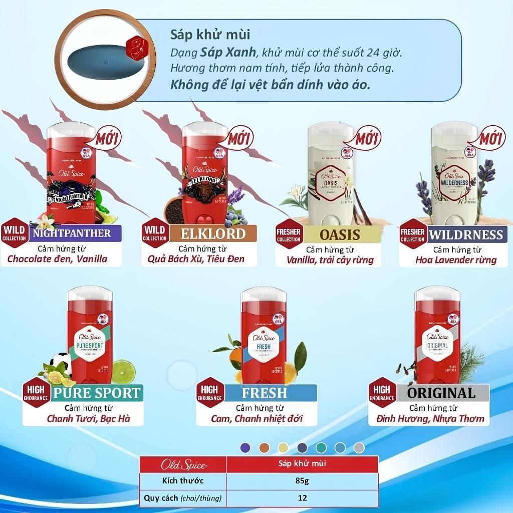 Sáp Khử Mùi Old Spice Long Lasting Protection Deodorant 85g